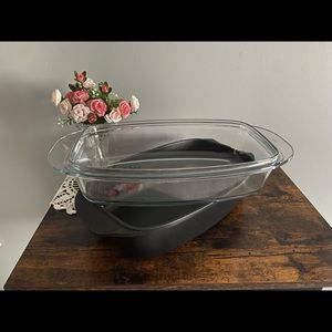 PAMPERED CHEF 2-in-1 Covered Roaster W/ Glass Lid 3.5 qt (Retired Product)